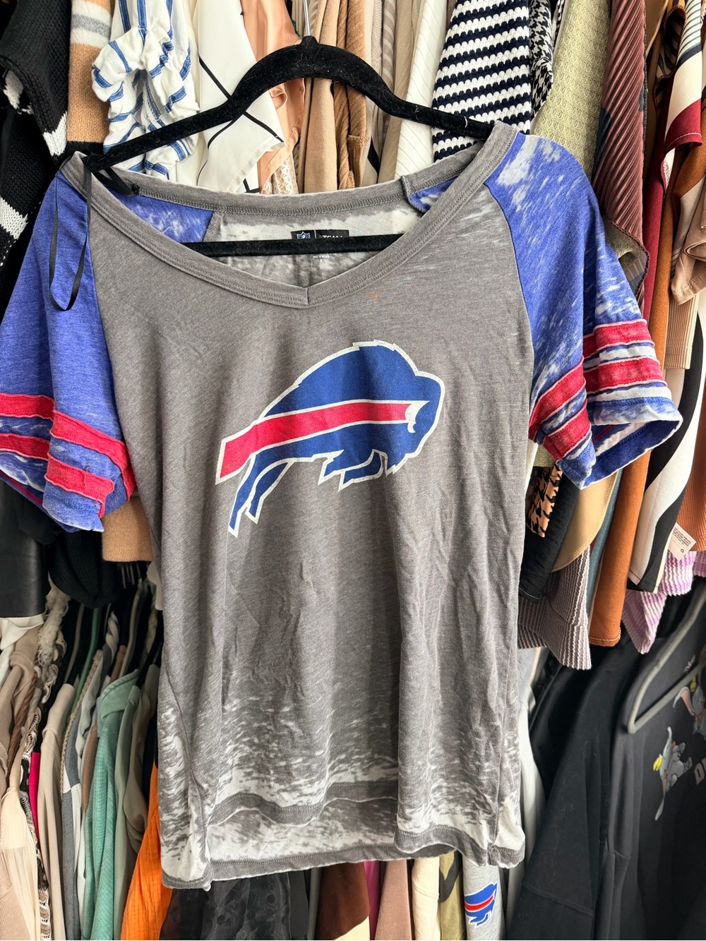 NFL Buffalo Bills Gray Tee with Blue and Red Logo